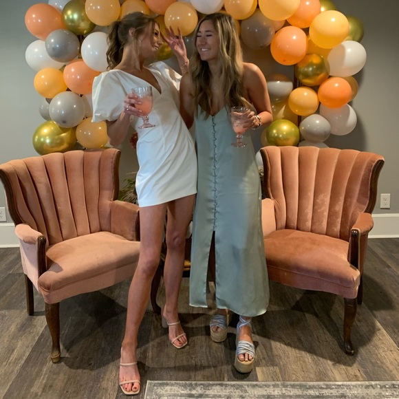 Zara green button slip dress - Picture 4 of 4